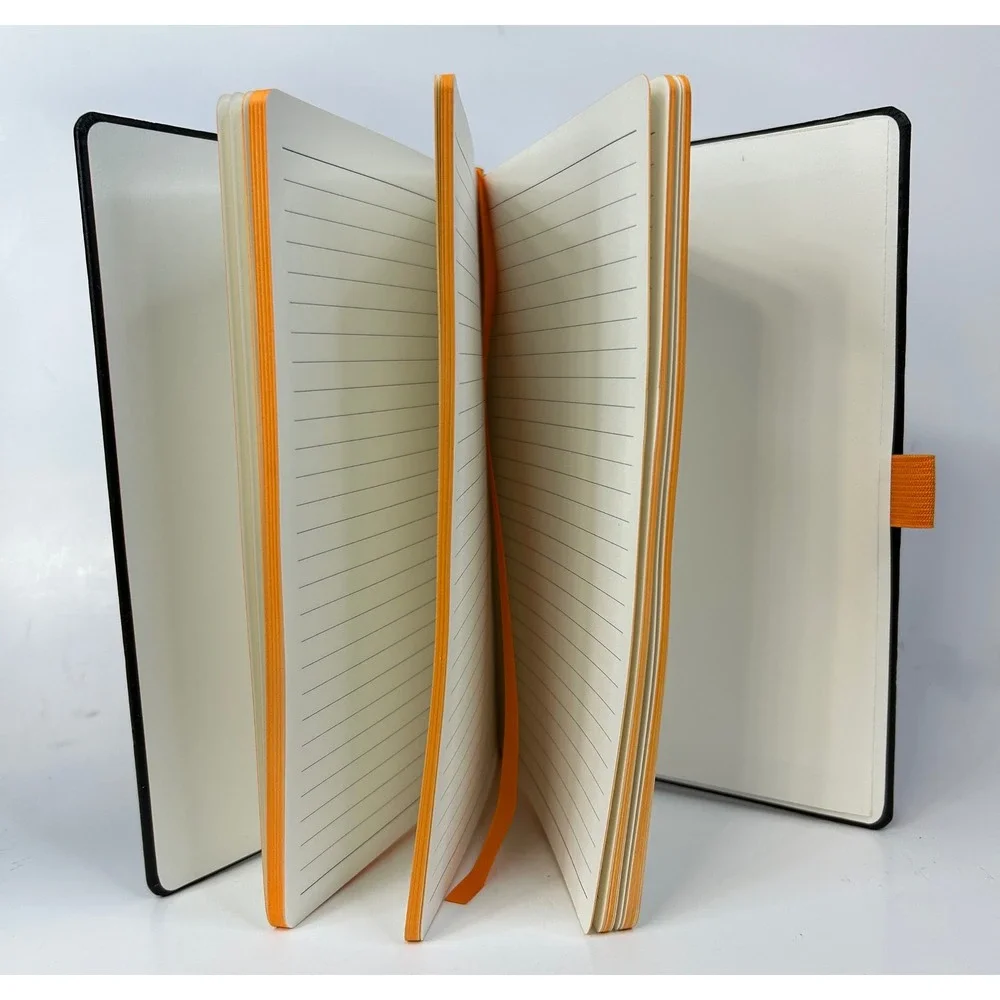 BASF Black Orange Faux Leather Hardcover Lined Journals Notebooks Lot of 3